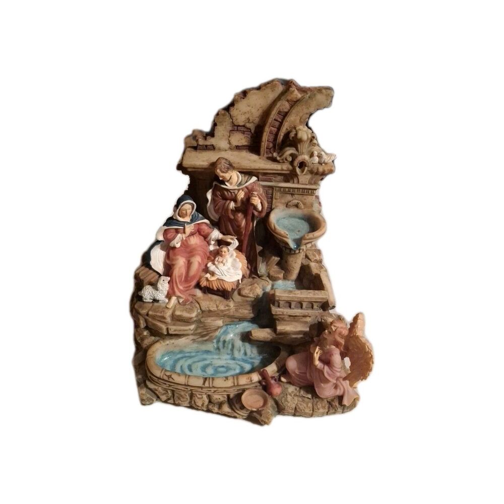 Musical Water Fountain Christmas Nativity Holiday scene statue